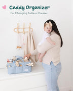 Lily Miles Baby Diaper Caddy Organizer, Quilted Nursery Storage Organizer for Newborn Essentials and Diaper Changing Station, Gift for Baby Shower and Registry Must-Have (Baby Breeze)