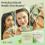 Kitsch Tea Tree Shampoo and Conditioner Set – Anti Dandruff Shampoo Bar & Conditioner Bar - Hair Care for All Hair Types - Free of Paraben, Sulfate & Silicone - Made in USA - 2 pcs