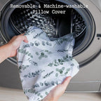 Little Grape Land Nursing Pillow, Soft 100% Cotton Breastfeeding Pillow with Breathable Muslin Removable Cover, Green Leaves Breast Feeding Pillows for Babies 0-12 Months with Protective Zipper