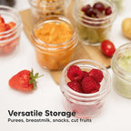 KeaBabies 12pk 4oz Glass Baby Food Containers with Lids - Leak-Proof, Microwavable Small Glass Jars, Baby Purees & Toddler Snack Storage Containers, BPA-Free, Dishwasher & Freezer Safe (Pastels)