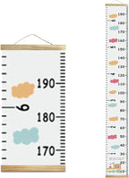 Kids Growth Chart, Wood Frame Fabric Canvas Height Measurement Ruler from Baby to Adult for Child's Room Decoration 7.9 x 79in (7.9 x 79in, Colorful Cloud)