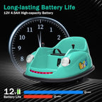 12V Bumper Car for Toddlers, Electric Toy Ride on Battery Car with Kids W/Parent Remote Control, 2-Speed, 360 Degree Spin, Music & LED Lights for Kids, Green