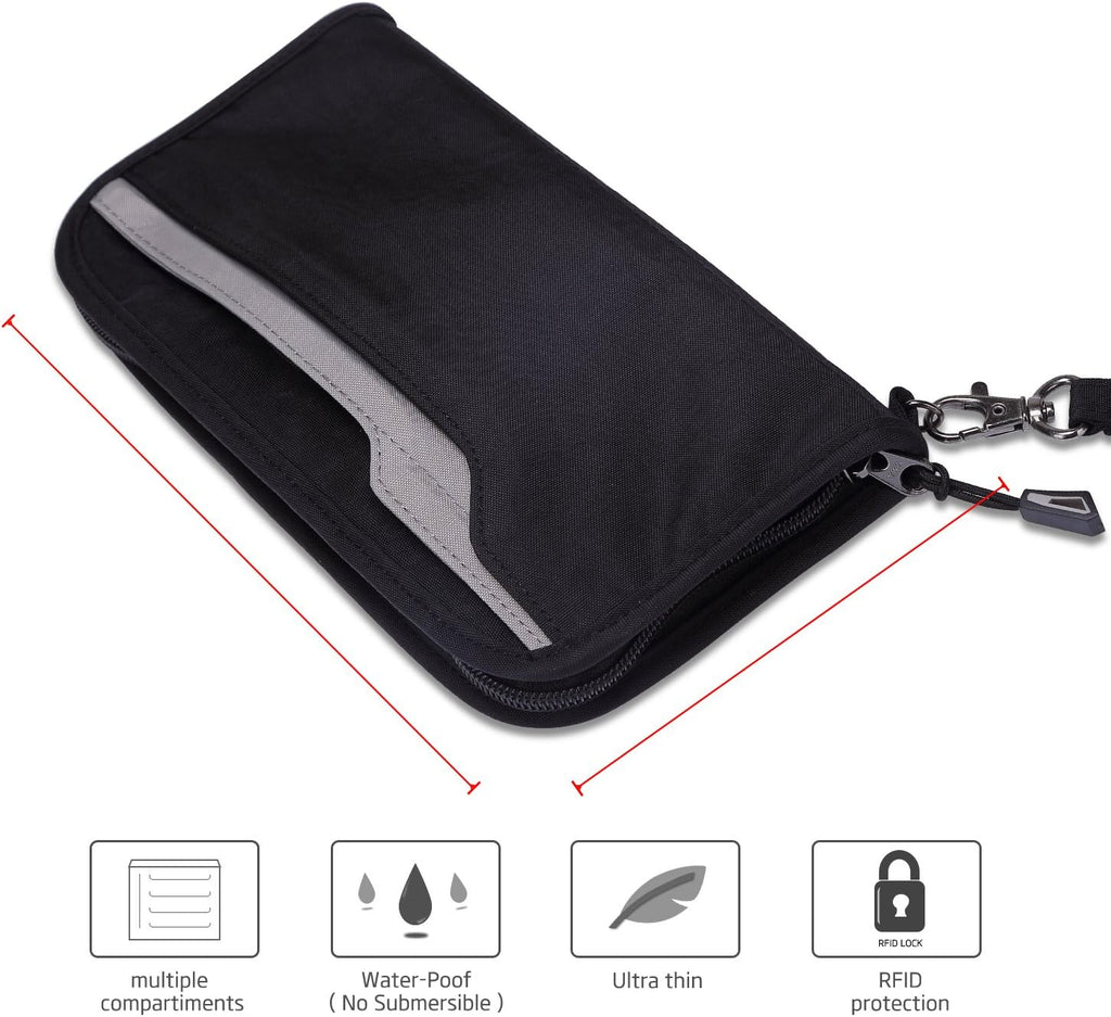 ZOPPEN Passport Holder Family RFID Passport Wallet, Passport Holder Women/Men, Travel Wallet Documents Organizer Zipper Case with Removable Wristlet Strap, Travel Essentials for Flying