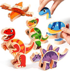 Wooden Take Apart Dinosaur Blocks Playset,Magnetic Dinosaur Building Toys,STEM Montessori Educational Fine Motor Skill Learning Birthday Gift for 3 4 5 6+ Years Old Boy Girl Kids