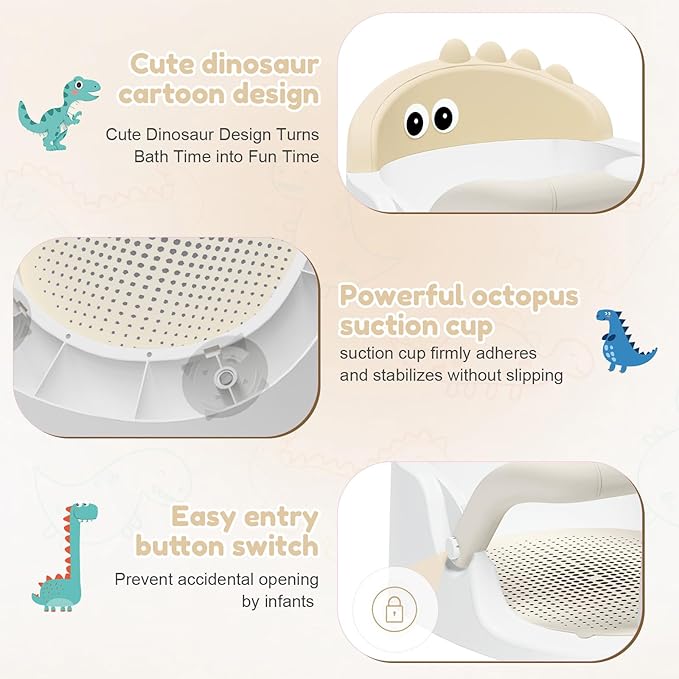 Baby Bath Seat for Babies 6 Months & Up Sitting Up, Non-Slip Baby Bath Chair with Suction Cup, Safe and Comfortable Portable Infant Bath Seat for Bathroom, Bathtub Tub, Easy to Clean (Yellow)