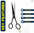 The Cut Factory- 6.5” Professional Hair Scissors & Tweezers - High Carbon 420 Stainless Steel Hair Cutting Scissors, Ultra-Sharp Barber Shears for Salon & Home, (BLACK)