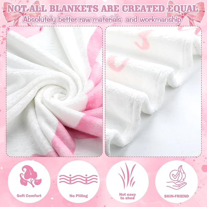 Trendy Pink Bow Coquette Baby Milestone Blanket Coquette Flannel Blanket Newborn Infant Swaddle Growth Baby Frame for Boys Girls Nursery (Bow, Pink)