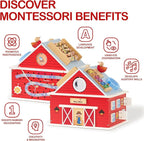 Monläurd® Wooden Farm Activity Center for Toddlers 1-3, 12-in-1 Montessori Busy Board Sensory Play Center, Large Barn Activity Cube Toy for Baby Fine Motor Skills, Daycare & Preschool Learning