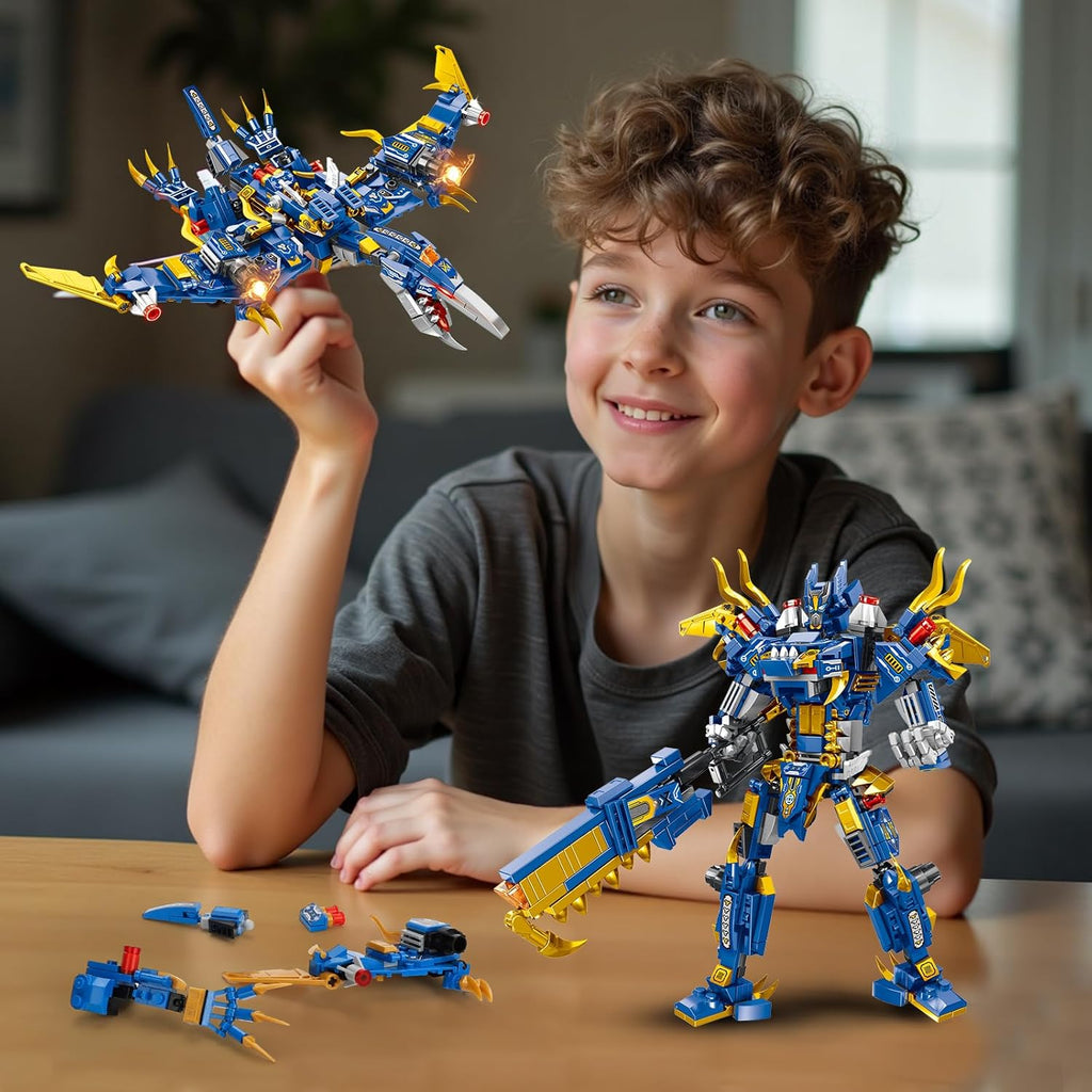STEM 2 in 1 Pterosaur Dinosaur Building Kits, Transforming Mech Robot Building Sets for Kids Boys 6-10, Compatible with Lego Dinosaur Park World, Educational Gift Toy for Adults (511 PCS)