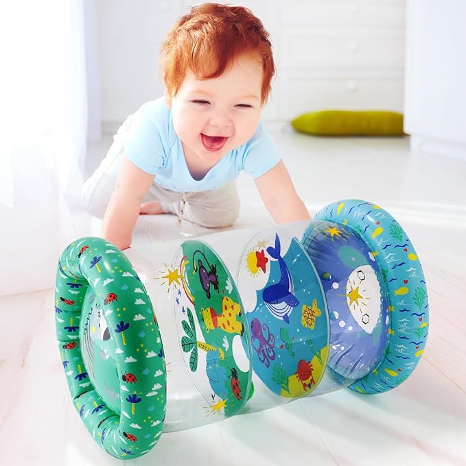 The Peanutshell Inflatable Tummy Time Roller - Crawling Toys for Babies, Soft & Supportive Baby Tummy Time Roller, Water-Friendly Crawling Toys for 6-12 Months - Land and Sea
