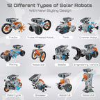12-in-1 Solar Robot Kit for Kids 8-12, STEM Educational Building Toys with Solar Panel & Battery Power, DIY Science Experiment, Easter Birthday Gifts for Boys Girls 8 9 10 11 12 Years Old-Grey
