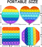 Multipurpose 4 Pack Rainbow Pop it Fidget Toy, Bubble Sensory Toy for Kids and Adults, Stress Reliever, 4 Shapes Poppers-Heart, Circle, Octagon, Square Pressure Relieving