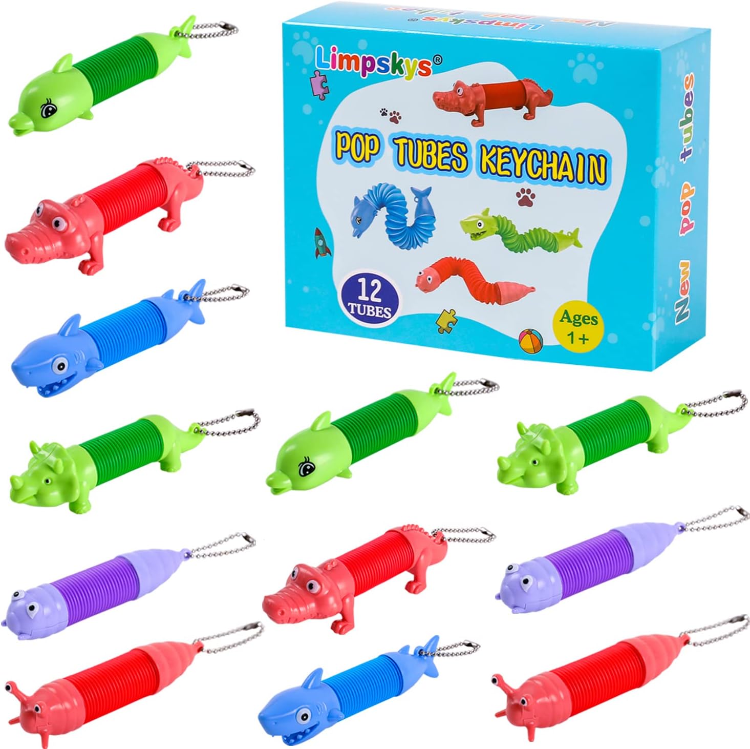 Animal pop Tubes,Toys for Kids,Toddler Travel Toys,Toddler Sensory Toys,figette Toys,Fidget Toys for Kids,Small Toys,Treasure Box prizes,Little Toys,Small Toys for Kids prizes
