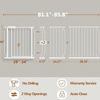 Baby Gate for Doorways Stairs Hallway 81.1-85.8 Inch Wide, Walk Through Child Gates with Pressure Mounted Extention Kit, Indoor Safety Child Gates for Kids or Pets