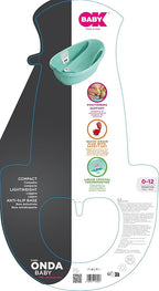 BEABA by OKBaby, Onda Baby Bath, Ergonomic Multi-Position tub for Infants and Babies up to 12 Months, Integrated Water Thermometer, Made in Italy, Turquoise