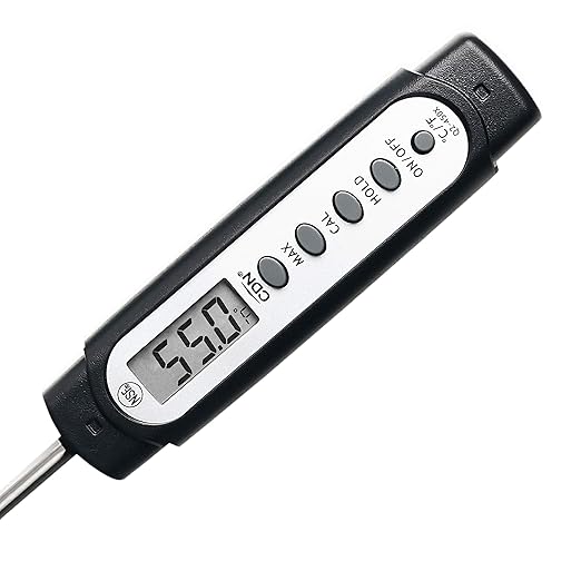 CDN ProAccurate® Waterproof Digital Thermometer with Protective Sheath, Easy to Read Display, 2.75" Stem with Thin Tip, Black/White (Q2-450X)