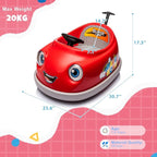 12V Dual Battery Electric Ride on Kids Bumper Car w/Remote Control,360 Degree Spin,Push Rod Rocker Horse Function,3-Speeds Babies & Toddlers Bumping Car Ride on Toy Gift for 1-4 Years Children (Red)