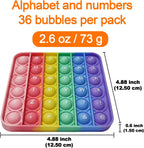 Alphabet Pop Fidget Toy Letters ABC Numbers Learning and Educational Toys Square Sensory Toys Popper Games Gifts for Kids 4 Packs Double Side Macaron(2 Alphabet Numbers and 2 Uppercase Lowercase)