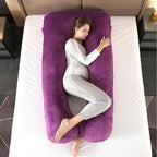 Amagoing 55 inches Pregnancy Pillows for Sleeping, U Shaped Maternity Full Body Pillow for Pregnant Women with Hip, Leg, Back, Belly Support, Washable Velvet Cover Included (Dark Purple)