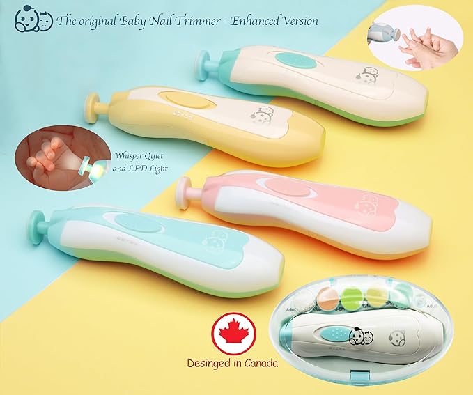 Baby Nail Trimmer 21 in 1, Usage Labeled Case & 13 Extra Replacement Tools, Royal Angels Baby Electric Nail File, Baby Nail Care, Nail Clipper Newborn Toddler Toes & Fingernails Nail Kit (Green)