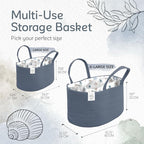 KiddyCare Diaper Caddy Organizer for Baby Nursery Basket with Handle Lid | Nursing bag with Changing Table Organizer Cart | Newborn Caddy | Blue PTRN X-Large