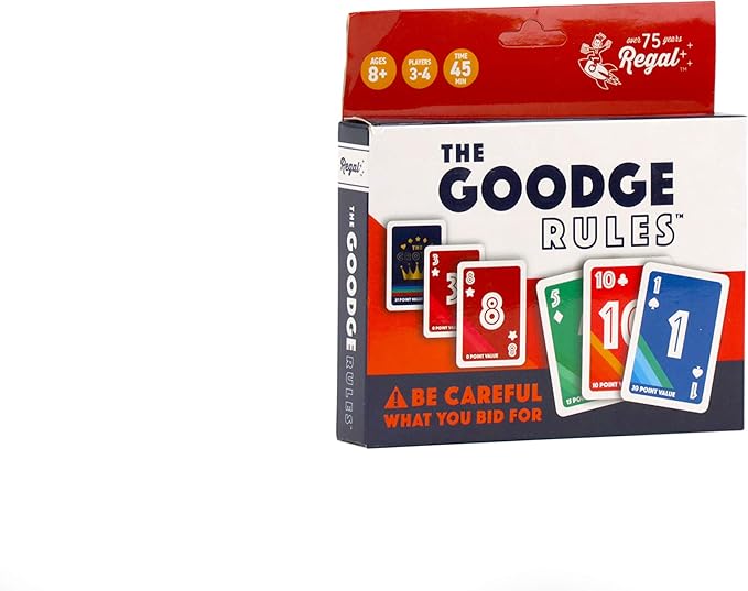 Regal Games The Goodge Rules Fun Card Game Set - 3 4 Player Card Games for Adults, Kids, Teens - Fun & Travel Playing Cards for Game Night (1 Deck, 51 Cards)
