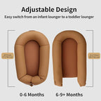 Baby Lounger, Deluxe Infant Lounger, Baby Nest Cover for Baby, Breathable Cotton, Adjustable Baby Floor Seat for Tummy Time, Newborn Essentials for Baby 0-12 Months (Brown)