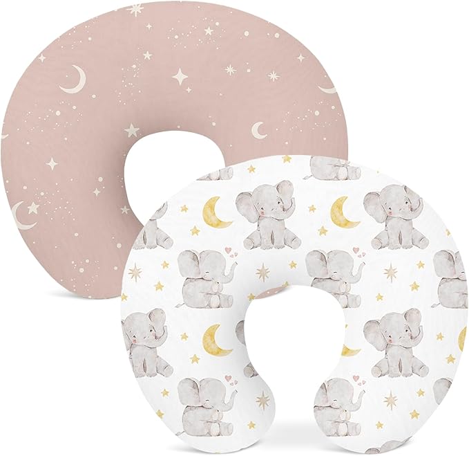 Nursing Pillow Covers 2 Pack, Breastfeeding Pillow Slipcovers Soft and Stretchy, Nursing Covers for Baby Girls Boys Newborn