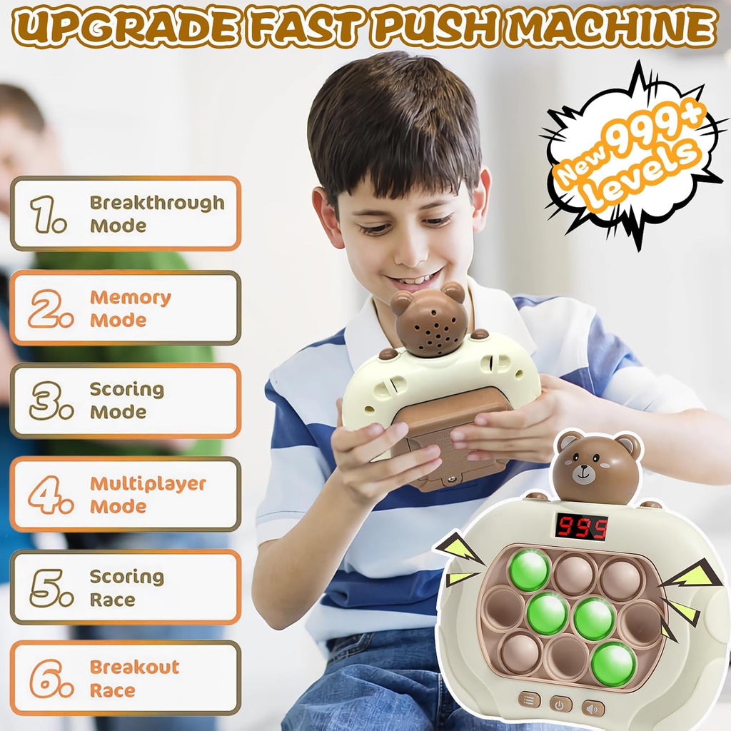 Fast Push Game Handheld Game for Kids 6-12, Sensory Fidget Toys for Kids 8-12, Birthday Gifts for 6 7 8 9 Year Old Boys & Girls & Teens (Bear)