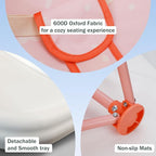 Tiny Marvels Portable 3-in-1 Baby Booster Seat, Cozy Floor Seat, Feeding Seat with Tray, Compact Foldable Toddler Booster with Child Safety Belt Carry Bag, Perfect for Travel (Blush Petals)