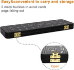 Cribbage Board Game Set 3 Tracks, 2 Storage Area, with 9 Metal Pegs,2 Decks of Playing Cards and Instruction, Wooden Travel Portable Cribbage Game Sets