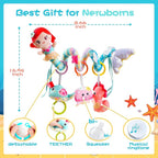 Koty Carseat Toys Hanging, Blue Mermaid Stroller Toys for Babies 0-6 Months, Baby Car Seat Toy with Crinkle, Teether, Music Box, Rattle, BB Squeaker for Babies Boys Girls Gifts (Blue Mermaid)