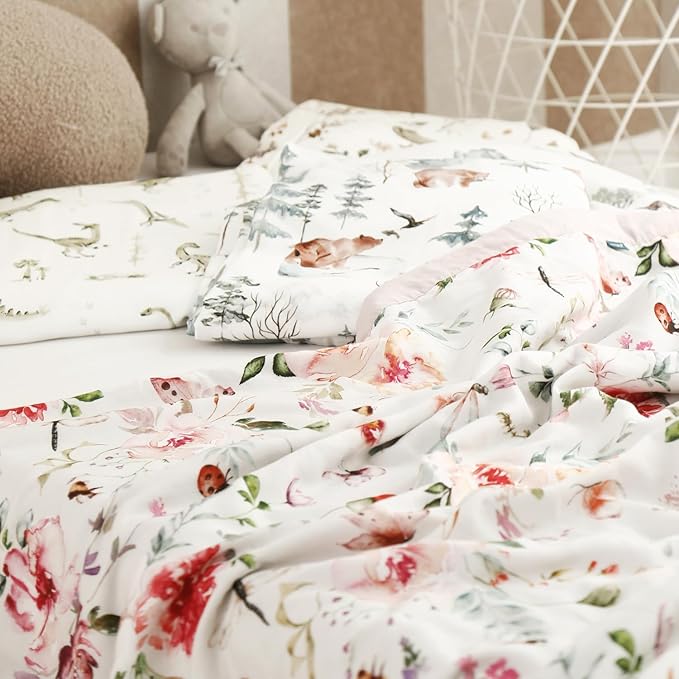 GRSSDER Cotton Muslin Quilt Blanket - Silky Soft and Breathable Kids' Throw Blanket, Oversized Muslin Blankets for Newborns, Toddlers & Kids, 6 Layers Reversible Design for All Seasons, 55" x 69"