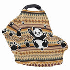 Binienty Breathable Car Seat Covers for Babies Newborns,Aztec Nation Panda Pattern Nursing Cover Breastfeeding Scarf Breathable Stroller Cover for Sun