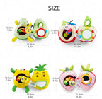 Jollybaby Newborn Plush Stuffed Fruit Rattle Toy for Stroller Car Seat Crib, Montessori Sensory Plush Pineapple Toy with Rattle and Mirro Toy for Baby 0-6-12 Month, Infant Baby Boy & Girl Shower Gift