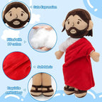 Brown Jesus Plush Doll Guardian Baptism Stuffed Plushie Savior Toy Gifts for Church Sunday School Religious Easter Gift (RED)