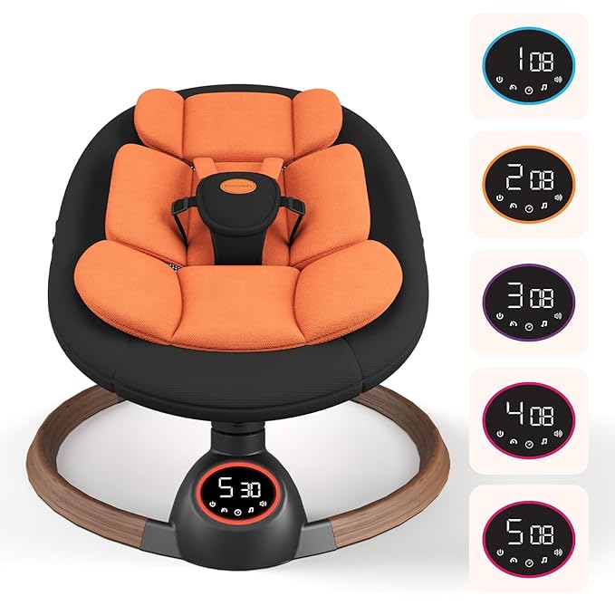 Baby Swings for Infants, Electric Baby Swing with Bluetooth and Preset Melodies, Portable Infant Swing for Indoor & Outdoor Use, 5 Speeds
