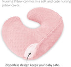 LAT Nursing Pillow for Breastfeeding with Removable Minky Cover,Ergonomic Breast Feeding Pillows for Mom and Baby,Machine Washable(Pink)