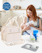 PIIOSER Breastmilk Cooler Bag with Ice Pack, Fits 6 Baby Bottles Up to 9 Ounce, Insulated Bottle Travel Bags with Shoulder Strap-Wearable Breast Pump Carrying Case for Nursing & Working Moms