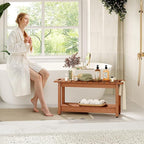 35" Shower Bench, Waterproof Poly Lumber Shower Stool for Shaving Legs, Shower Chair Seat Holds up to 400lbs, Bathroom Bench for Inside Shower, Non-Slip (Brown)