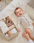 Blissful Diary Woodland Diaper Caddy Organizer, Stylish Nursery Storage Basket, Gift for Baby Shower, Newborn Essentials, Woodland Cream