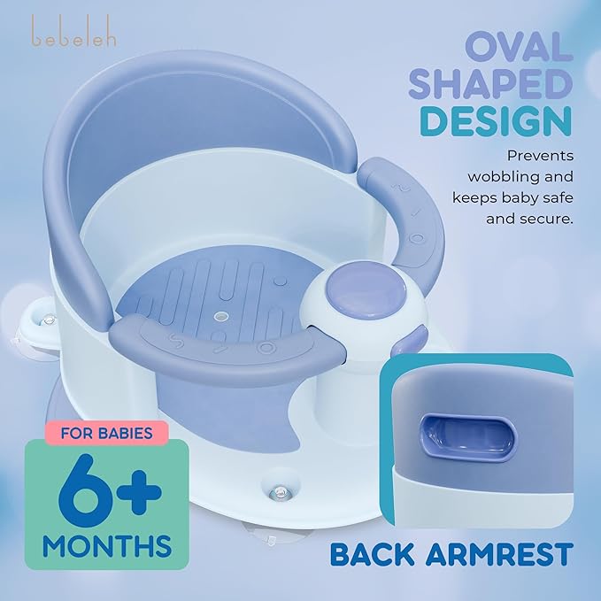 Baby Bath Seat for 6 Months & Up - Safe Infant & Toddler Bathtub Seat for Sitting Up - Baby Bath Tub Seat for Shower (Blue)