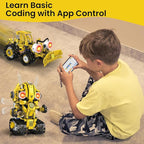 5-in-1 STEM Robot Building Kit for Kids Ages 8-16, Remote & App Controlled, Rechargeable Engineering Learning DIY Coding Toy, Educational Building Blocks Gift for Girls & Boys (673 PCS)