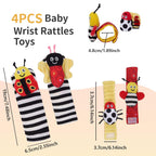 Baby Wrist Rattle Socks and Rattles Gift Set Cartoon Baby Socks Babies Toys for Toddlers 1-3 Year Old Newborn Sensory Toys 3-6 Months Early Learning Toys Babies Shower Gifts for Boys Girls
