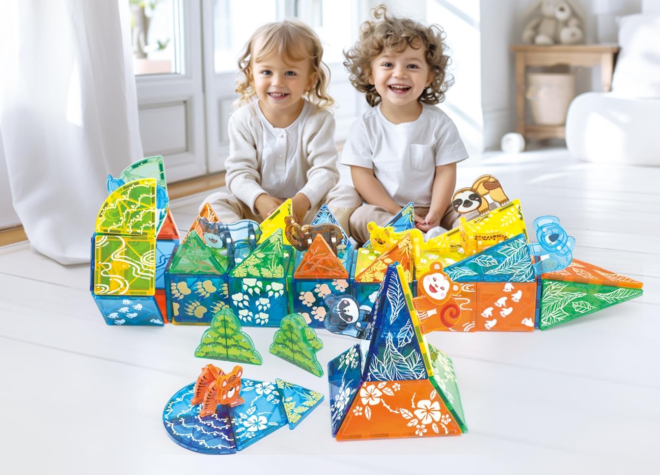 108 PCS Zoo Animals Magnetic Tiles Set,Magnet Building Blocks Farm World Toys,STEM AUTHENTICATED,Magnetic Animals for Kids Age 3 4 5 6 7 8 Toddlers Boys Girls