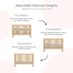dadada Austin 3-in-1 Convertible Crib to Toddler Bed & Daybed - Made in Italy, GREENGUARD Gold Certified, Baby-Safe Finish, Sustainable Beech Wood, Modern Design, 3 Adjustable Heights (Natural)