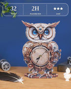 3D Wooden Puzzles for Adults, 3D Puzzles Owl Clock Kit (with Pendulum), Mechanical Owl Wooden Puzzle for Adults Teens Home Wall Decor Clock Gifts for Women Men