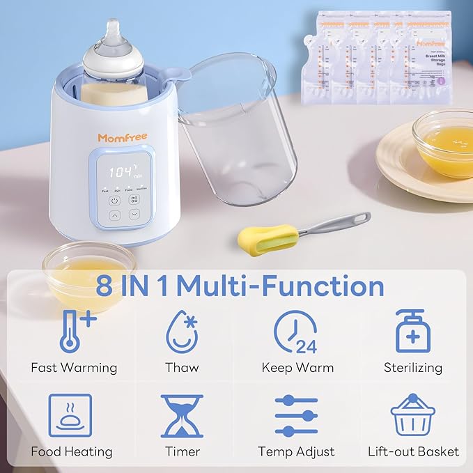 Baby Bottle Warmer, 8-in-1 Fast Bottle Warmer for Breastmilk and Formula,Feeding Baby Essentials at Home Use, Milk Warmer for New Born Baby Bottles(Blue)