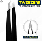 The Cut Factory- 6.5” Professional Hair Scissors & Tweezers - High Carbon 420 Stainless Steel Hair Cutting Scissors, Ultra-Sharp Barber Shears for Salon & Home, (BLACK)