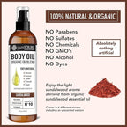 pureSCRUBS Ultra Moisturizing Sandalwood Body Oil Spray For Dry Skin, Massage, Cuticles & More, Organic Blend of Jojoba, Argan, Coconut, Sweet Almond & Avocado Oils Enriched with Vitamin E, Lg 4oz